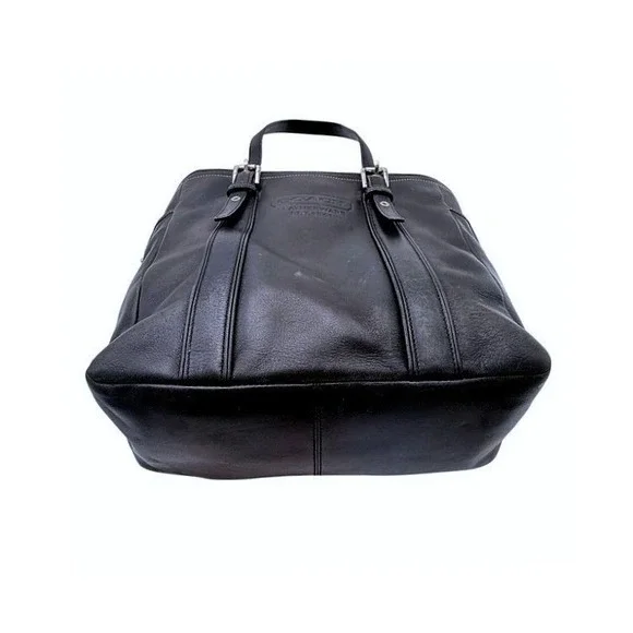 Coach Hamptons Black Leather Tote Bag Classic Shoulder Carry Handbag - Picture 10 of 12